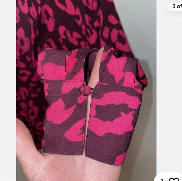 Pink and Burgundy Leopard Print Long Sleeved Blouse NWT - Picture 2 of 7